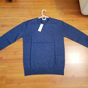 Versace Collection Blue Logo Crewneck Wool Sweater